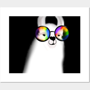 Llama with rainbow glasses Posters and Art